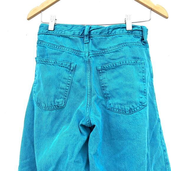 Gap Horseshoe High Rise Barrel Leg Jeans Teal Ultrasoft Denim 25 Turquoise - Picture 7 of 9